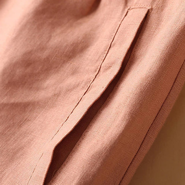 Buddha Stones Plain Color Button Zipper Cotton Women's Shorts With Pockets - image 6