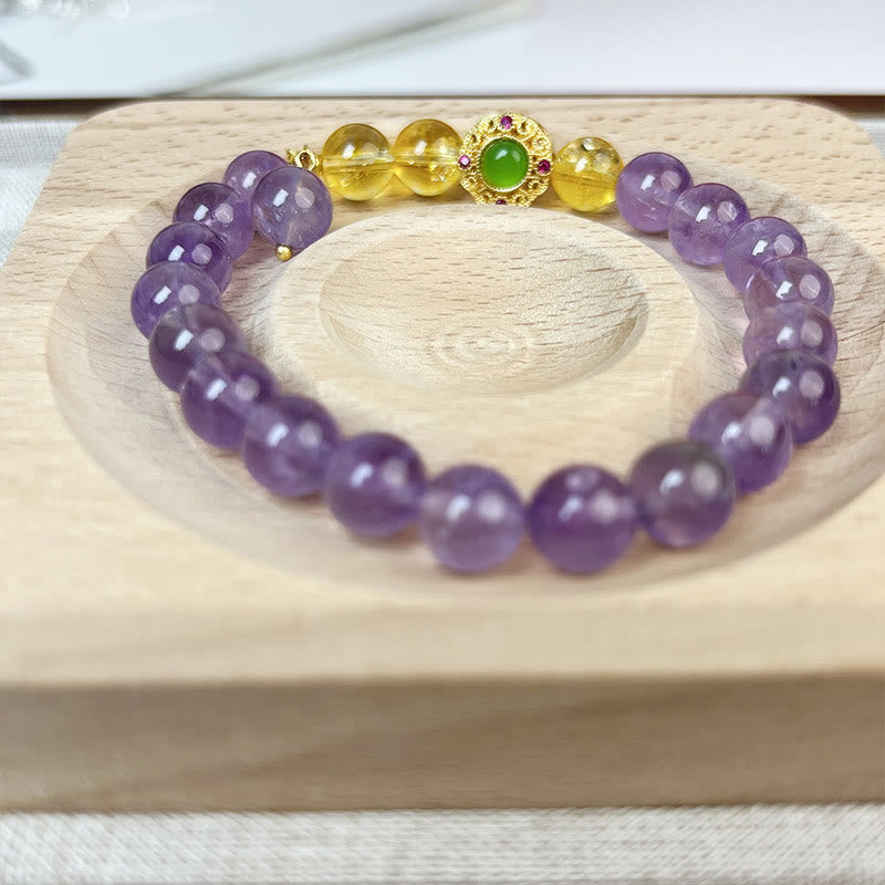 Buddha Stones Natural Amethyst Meditation Balance Bracelet