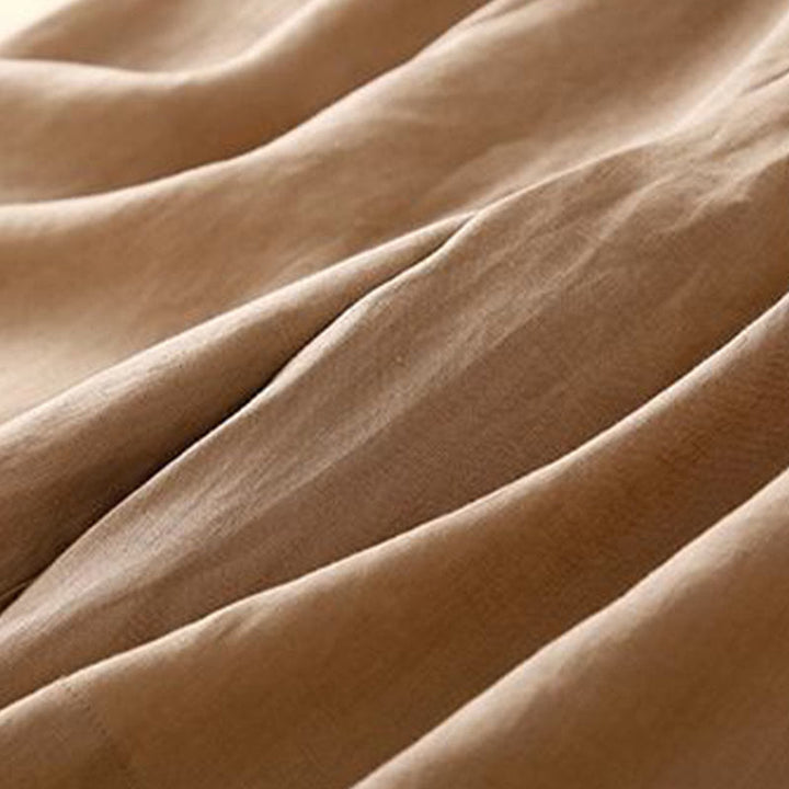 Buddha Stones Plain Color Pleated Zipper Button Cotton Linen Women's Shorts With Pockets - image 6