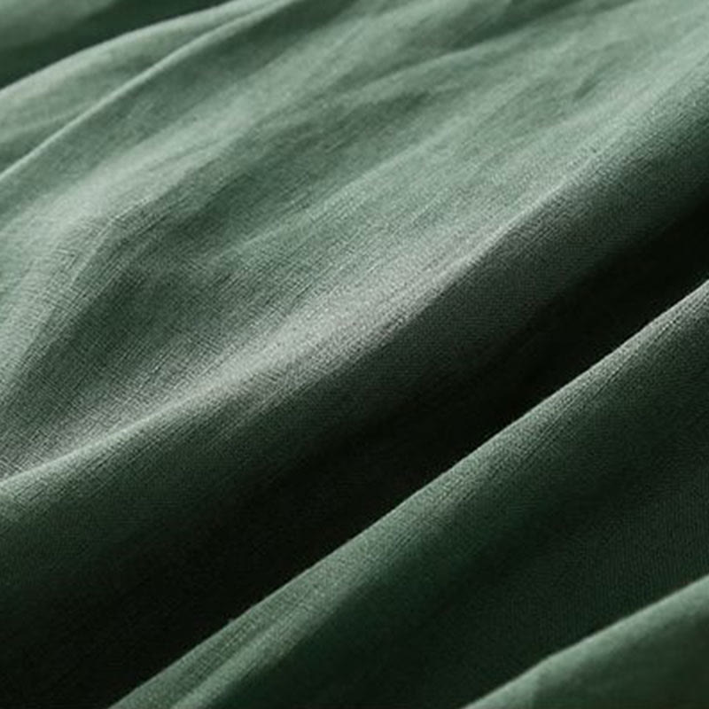 Buddha Stones Plain Color Pleated Zipper Button Cotton Linen Women's Shorts With Pockets - image 19