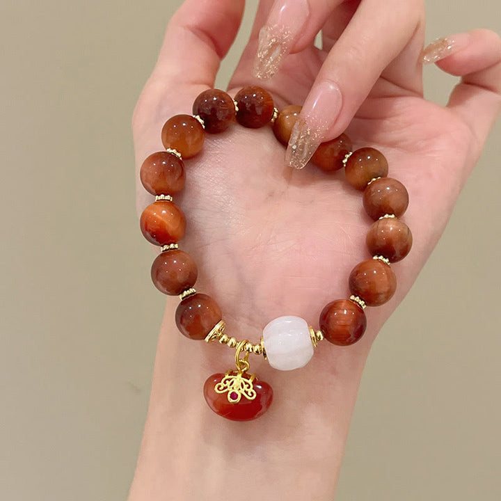 Buddha Stones Natural Red Tiger Eye Pumpkin Calm Bracelet