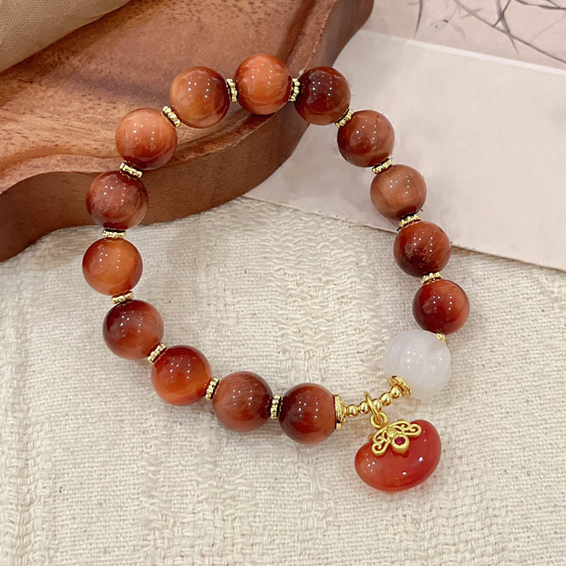 Buddha Stones Natural Red Tiger Eye Pumpkin Calm Bracelet