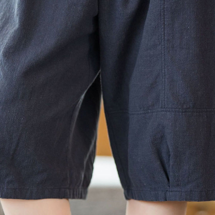 Buddha Stones Casual Plain Color Cotton Ramie Women's Shorts With Pockets - image 19