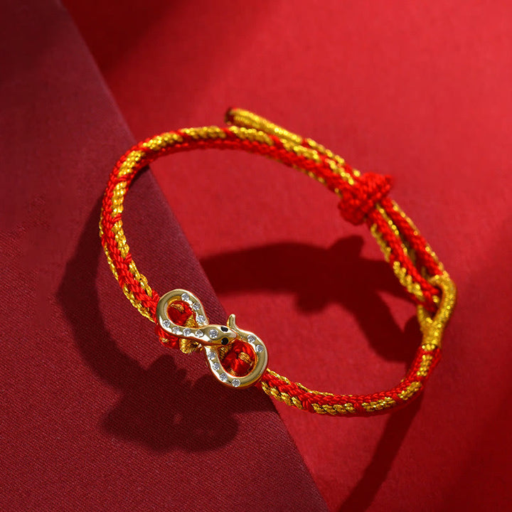 Buddha Stones Red String Mobius Strip Year Of The Snake Luck Braided Bracelet