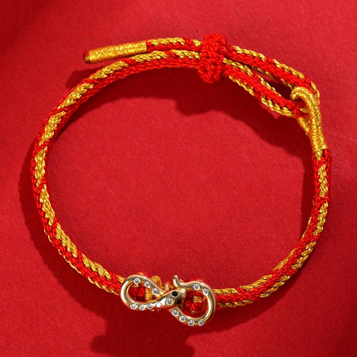 Buddha Stones Red String Mobius Strip Year Of The Snake Luck Braided Bracelet