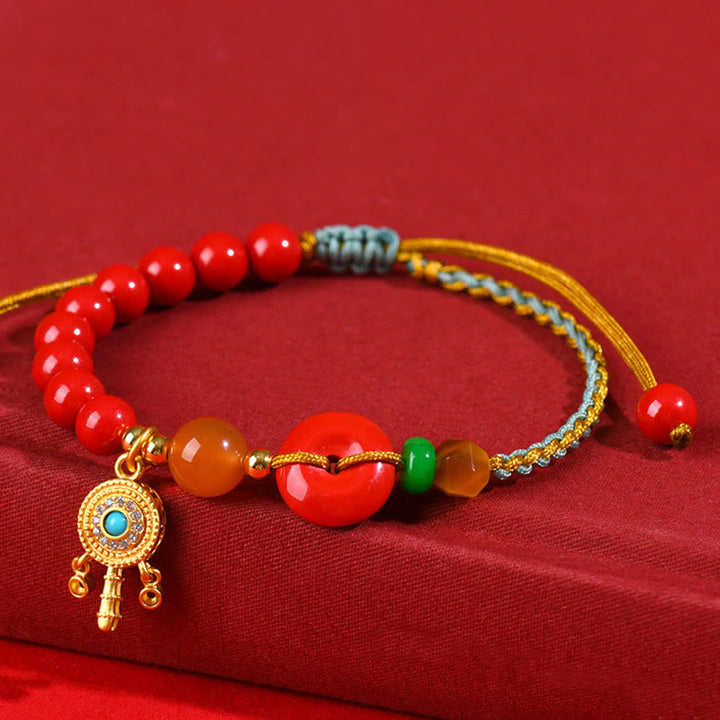 Buddha Stones Cinnabar String Peace Buckle Blessing Bracelet