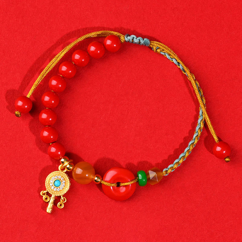 Buddha Stones Cinnabar String Peace Buckle Blessing Bracelet