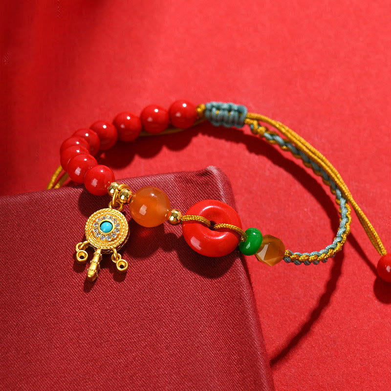 Buddha Stones Cinnabar String Peace Buckle Blessing Bracelet