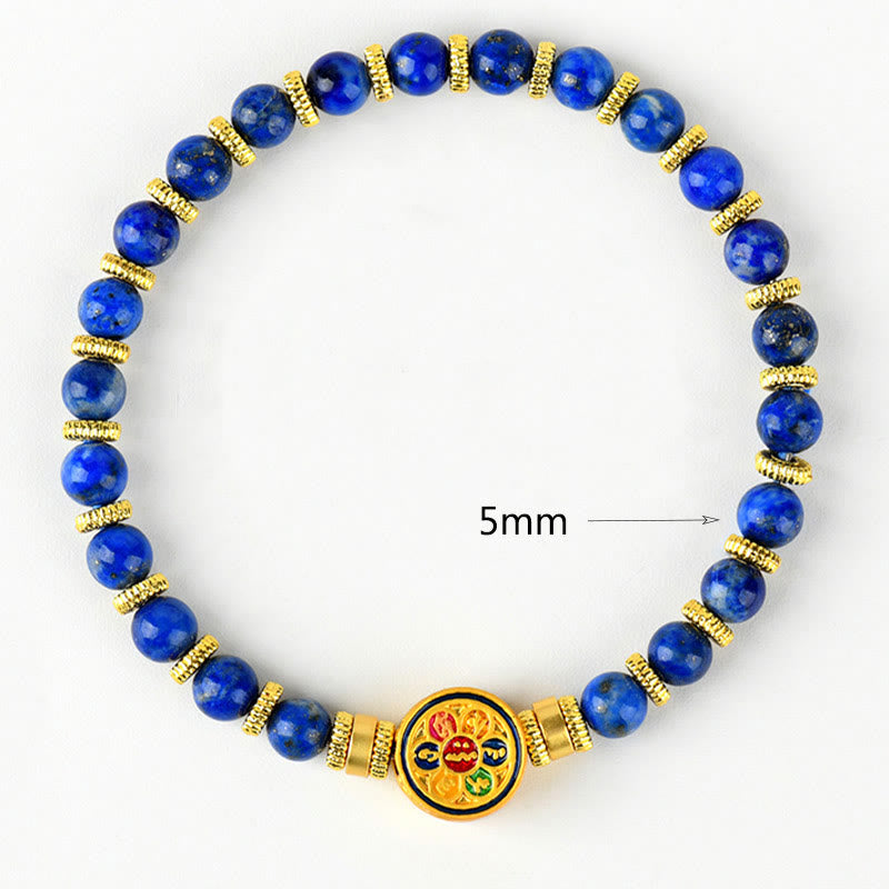 Buddha Stones Natural Lazurite Om Mani Padme Hum Bead Balance Bracelet