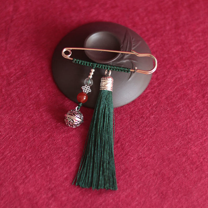 Buddha Stones Retro Bell Tassels Brooch