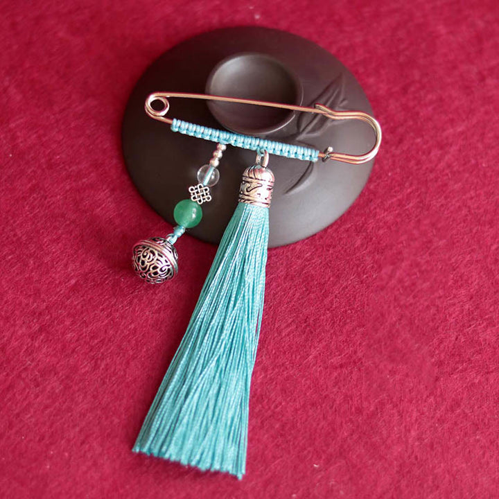 Buddha Stones Retro Bell Tassels Brooch