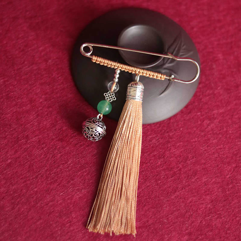 Buddha Stones Retro Bell Tassels Brooch