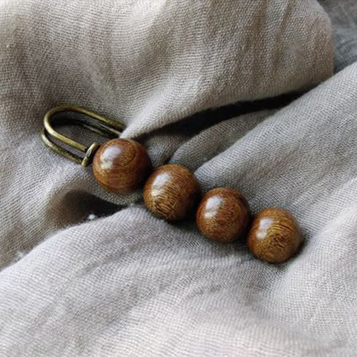 Buddha Stones Vintage Sandalwood Agathis Alba Ebony Wood Peltogyne Beads Healing Brooch