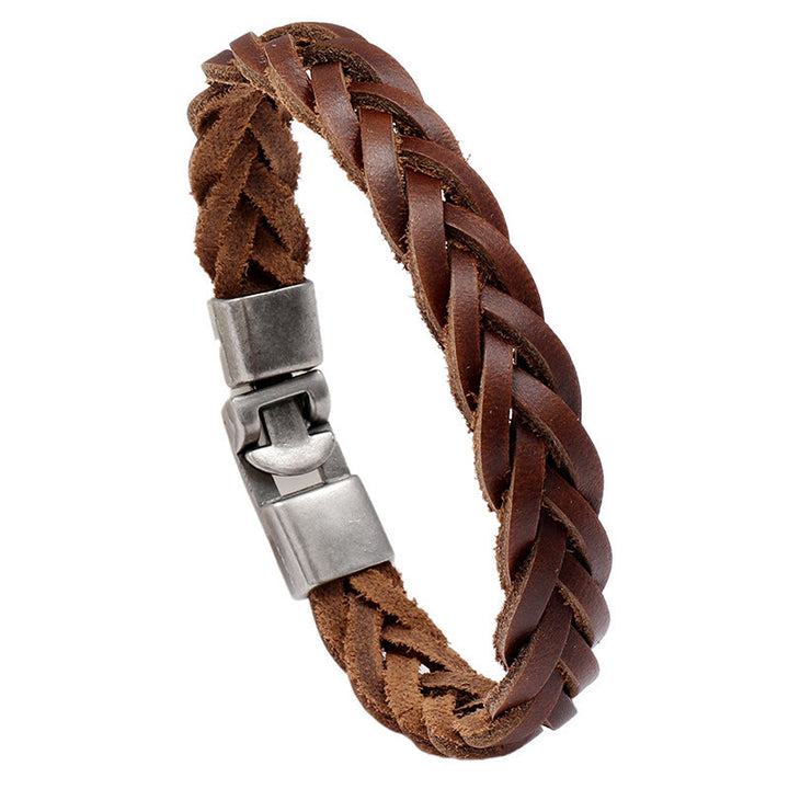 Buddha Stones Vintage Leather Braided Buckle Strength Bracelet - image 3