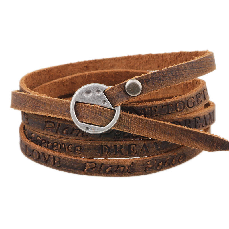 Buddha Stones Vintage Multi-layer Leather Buckle Confidence Bracelet