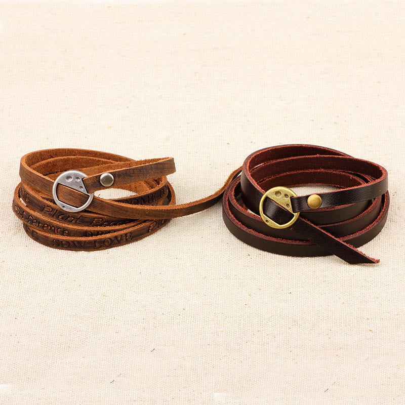 Buddha Stones Vintage Multi-layer Leather Buckle Confidence Bracelet