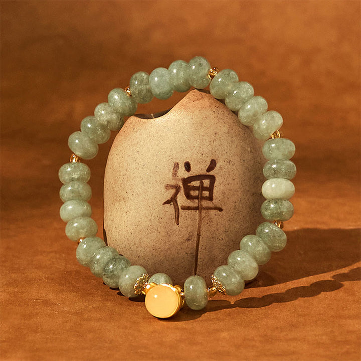 Buddha Stones Strawberry Quartz Cyan Jade Lucky Cat Beads Healing Bracelet - image 15