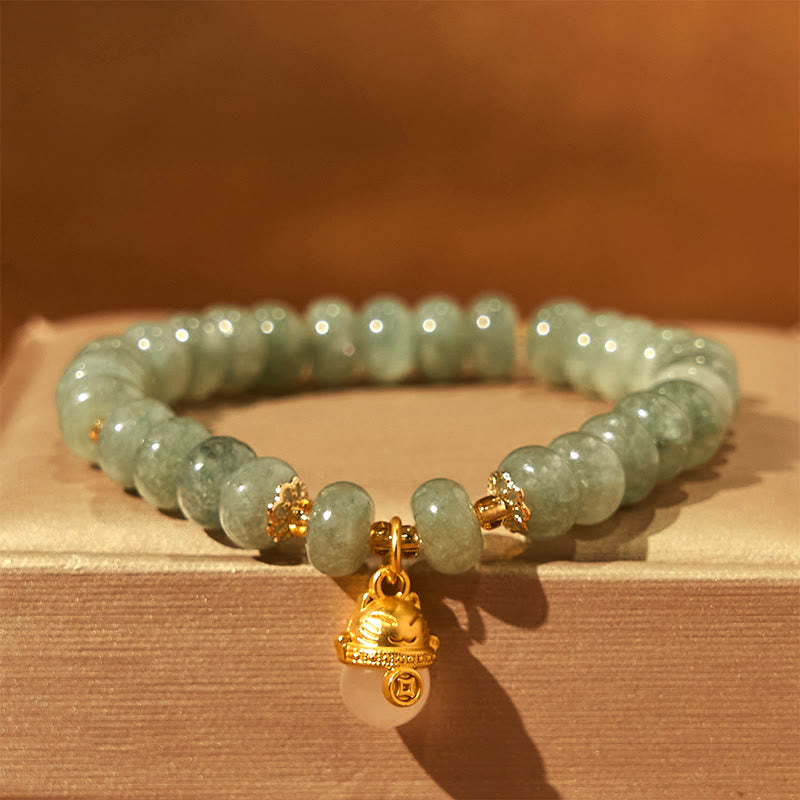 Buddha Stones Strawberry Quartz Cyan Jade Lucky Cat Beads Healing Bracelet - Cyan Jade (Wrist Circumference: 15-16cm) - image 11