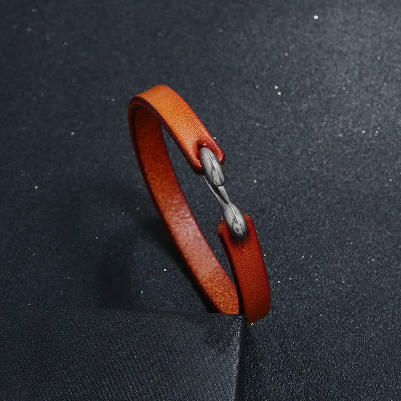 Buddha Stones Vintage Leather Plain Strength Buckle Bracelet