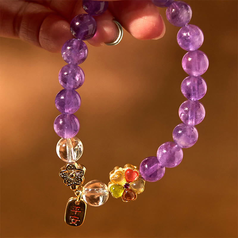 Buddha Stones "All the best for Calm and Wisdom" Amethyst Safe Bracelet Includes Gift Message Card - image 12
