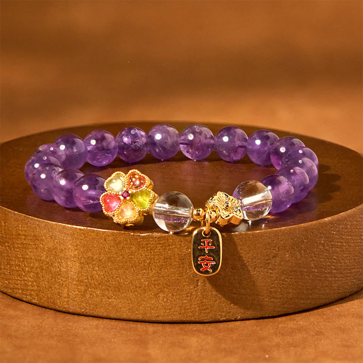 Buddha Stones "All the best for Calm and Wisdom" Amethyst Safe Bracelet Includes Gift Message Card - image 5
