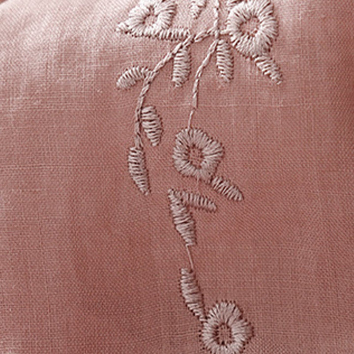 Buddha Stones Casual Women's Embroidered Flower V-neck Design Loose Half Sleeve Cotton Linen Shirt - image 8