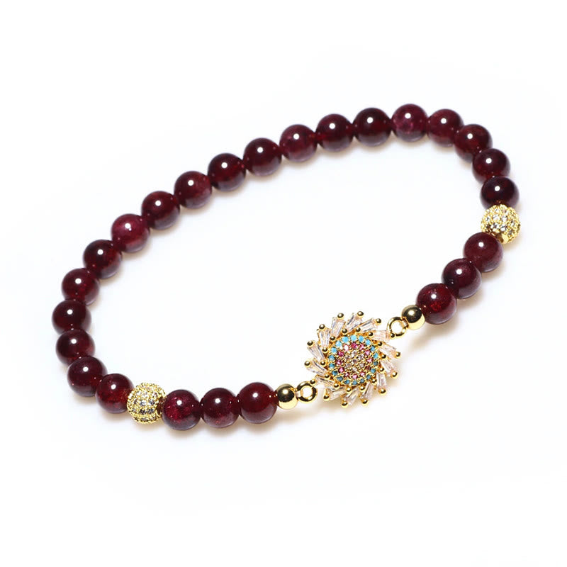 Buddha Stones Natural Garnet Flower Zircon Bead Protection Bracelet