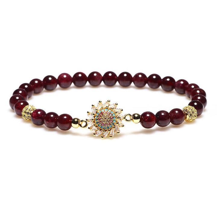 Buddha Stones Natural Garnet Flower Zircon Bead Protection Bracelet