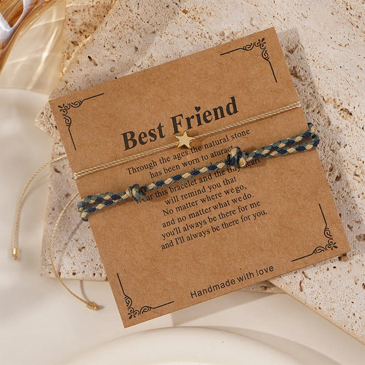 Buddha Stones BEST FRIEND 2Pcs Handmade Colorful Rope Braided Star Bracelet