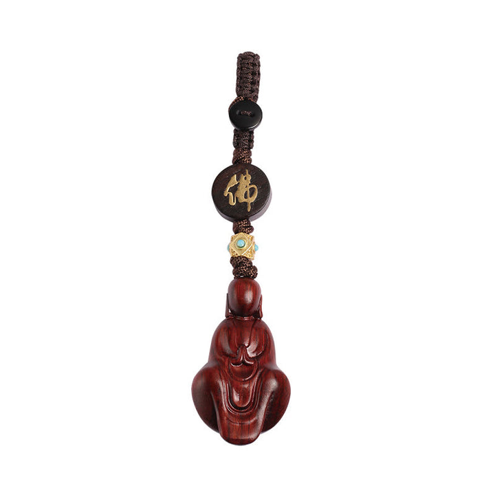 Buddha Stones Small Leaf Red Sandalwood Formless Buddha Protection Key Chain