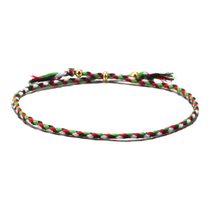 Buddha Stones Handmade Colorful Rope Braided Tassel Adjustable Harmony Bracelet - Green White(Wrist Circumference 14-20cm) - image 6