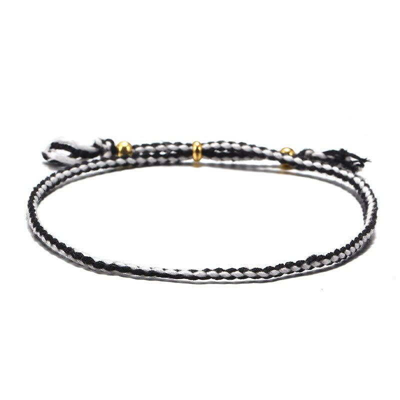 Buddha Stones Handmade Colorful Rope Braided Tassel Adjustable Harmony Bracelet - Black White(Wrist Circumference 14-20cm) - image 7