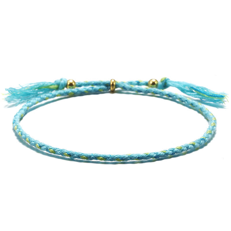Buddha Stones Handmade Colorful Rope Braided Tassel Adjustable Harmony Bracelet - Blue(Wrist Circumference 14-20cm) - image 13