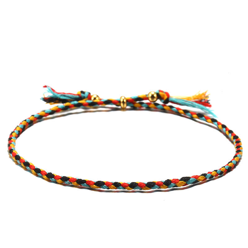 Buddha Stones Handmade Colorful Rope Braided Tassel Adjustable Harmony Bracelet