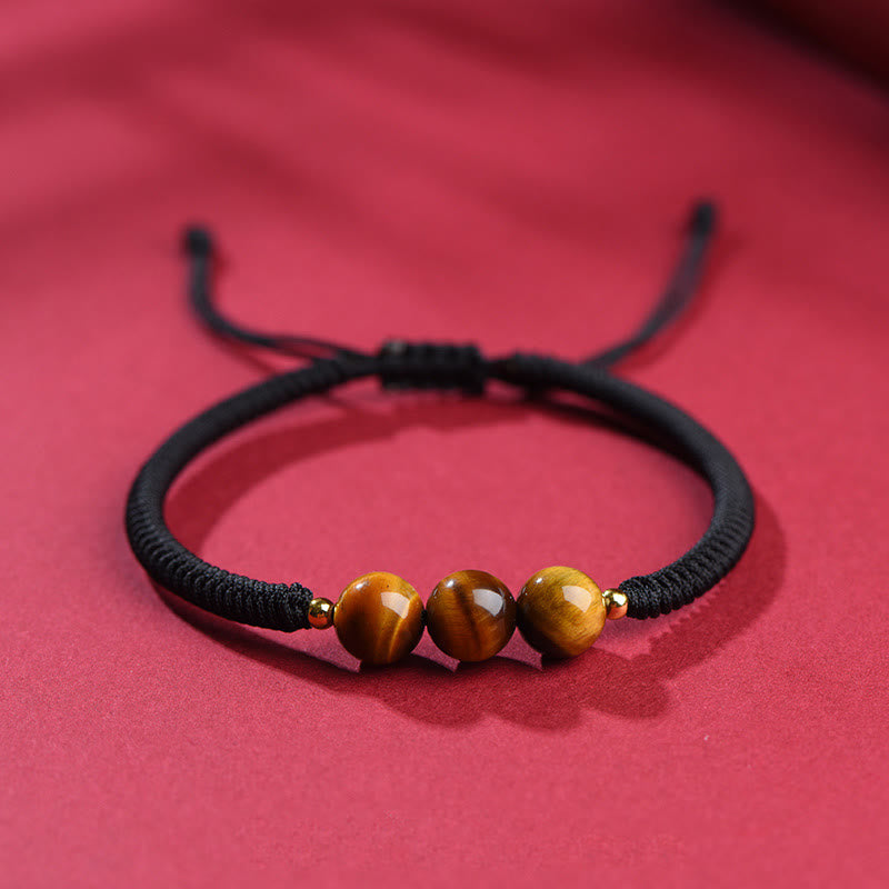 Buddha Stones Handmade Tiger Eye Bead Luck Protection Rope Bracelet