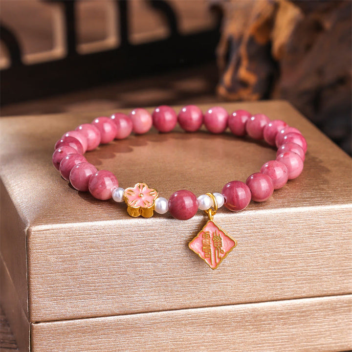 Buddha Stones Rhodonite Peach Blossom Loving Energy Bracelet