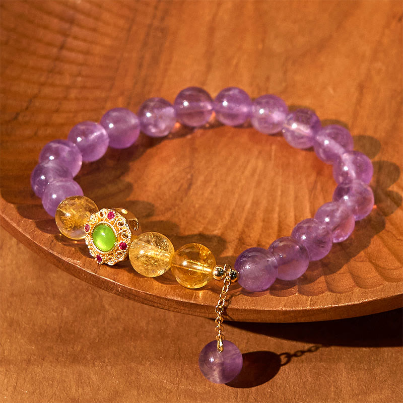 Buddha Stones Natural Amethyst Meditation Balance Bracelet