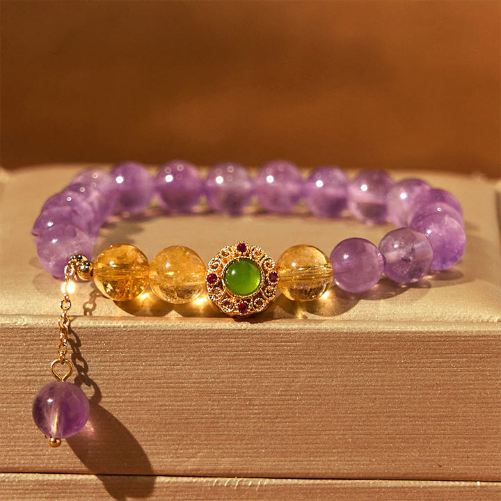 Buddha Stones Natural Amethyst Meditation Balance Bracelet