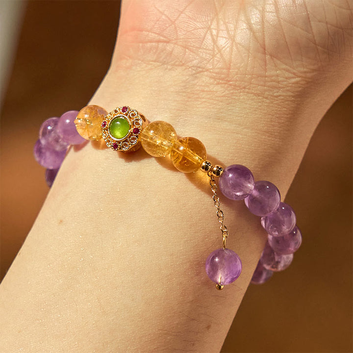 Buddha Stones Natural Amethyst Meditation Balance Bracelet