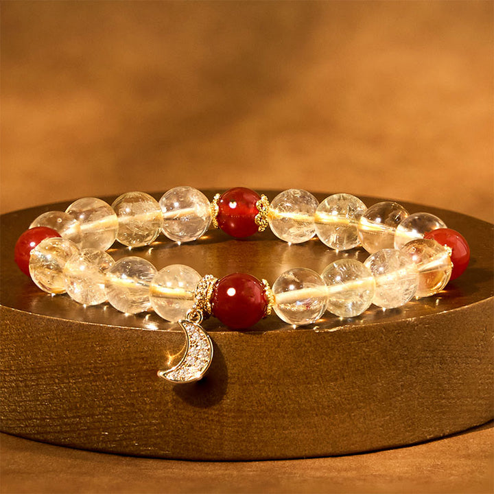 Buddha Stones Citrine Red Agate Moon Prosperity Bracelet