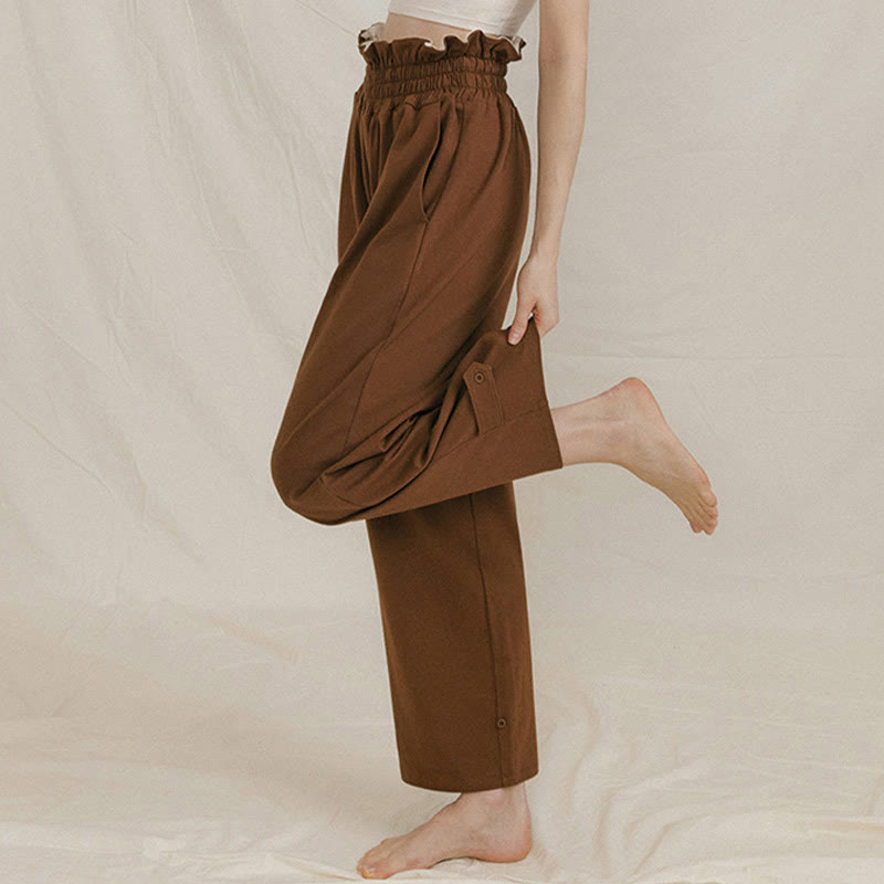 Buddha Stones Casual Buckle Loose Women's Spandex Pants With Pockets - image 5