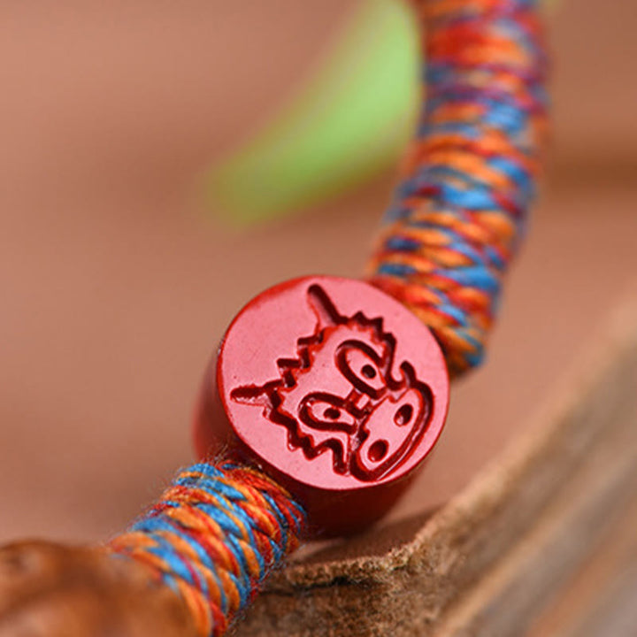 Buddha Stones Handmade Chinese Zodiac Red String Peach Pit Cinnabar Luck Bracelet