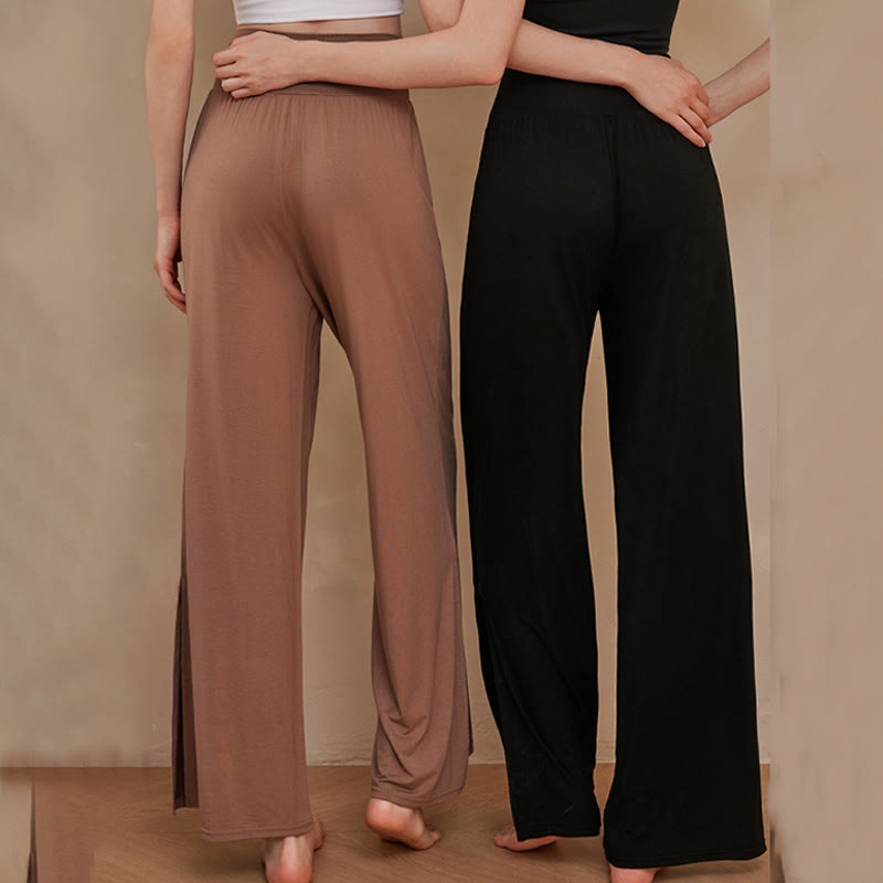 Buddha Stones Casual Plain High Waist Elastic Women's Cotton Wide Leg Pants - image 16