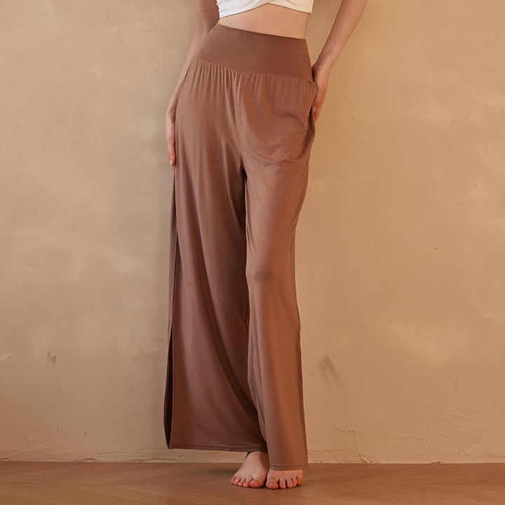 Buddha Stones Casual Plain High Waist Elastic Women's Cotton Wide Leg Pants - Peru - US6，UK/AU10，EU38 (XL) - image 1