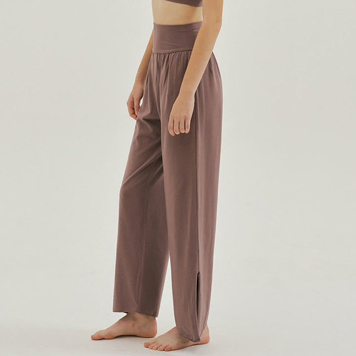 Buddha Stones Casual Loose Tie-down Hem Plain High Waist Women's Leica Pants With Pockets - image 31