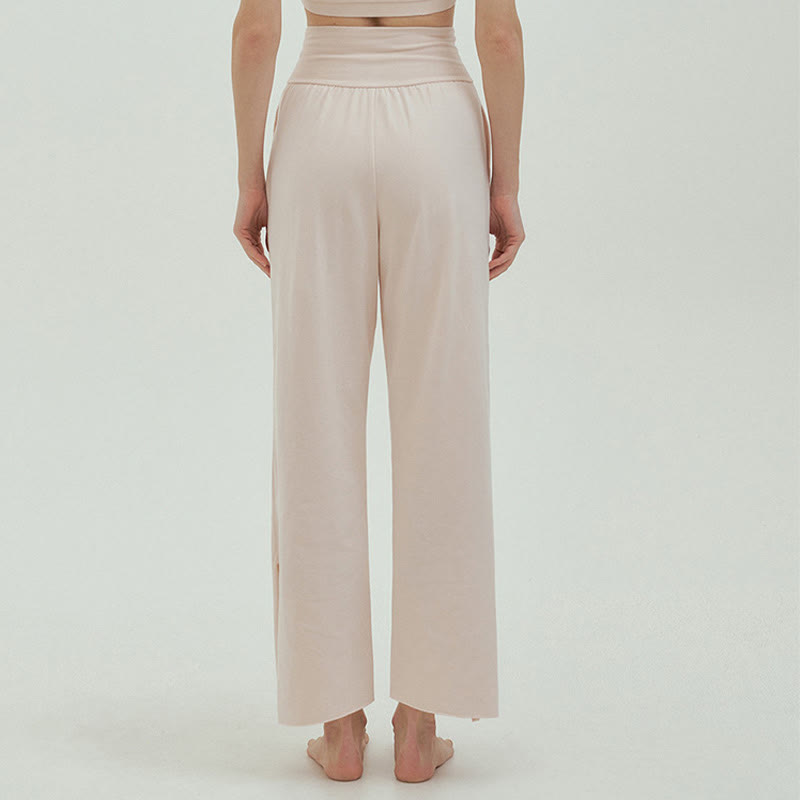 Buddha Stones Casual Loose Tie-down Hem Plain High Waist Women's Leica Pants With Pockets - image 55