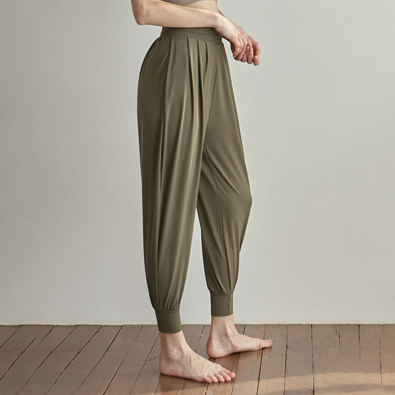 Buddha Stones Casual Plain High Waist Quick Drying Women's Leica Pants With Pockets - Olive - US4，UK/AU8，EU36 (L) - image 0