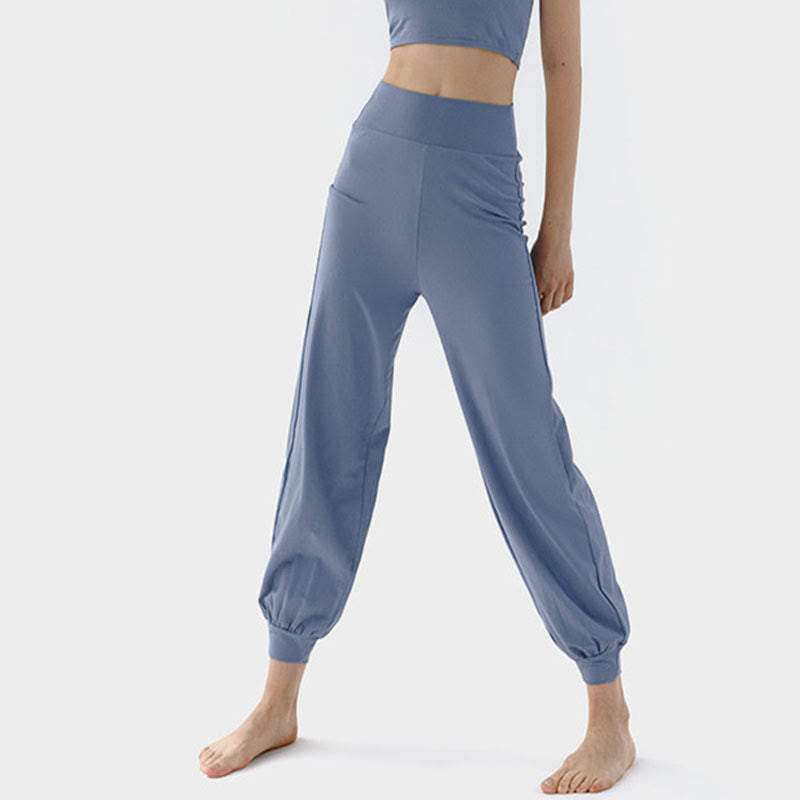 Buddha Stones Casual Plain High Waist Quick Drying Women's Leica Pants