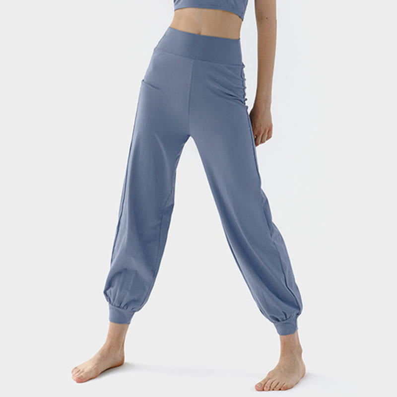 Buddha Stones Casual Plain High Waist Quick Drying Women's Leica Pants