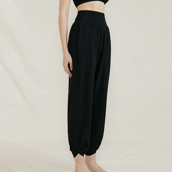 Buddha Stones Casual Plain High Waist Side Fold Quick Drying Women's Cotton Pants With Pockets - image 17